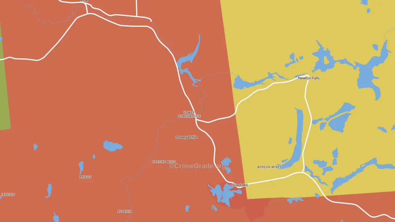 Oswegatchie, NY Map of Assault Rates