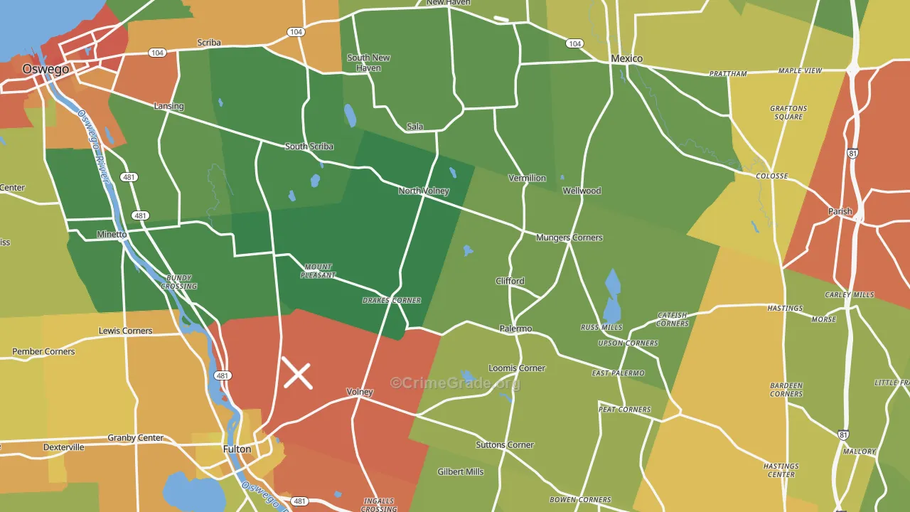 Oswego County, NY Map of Assault Rates