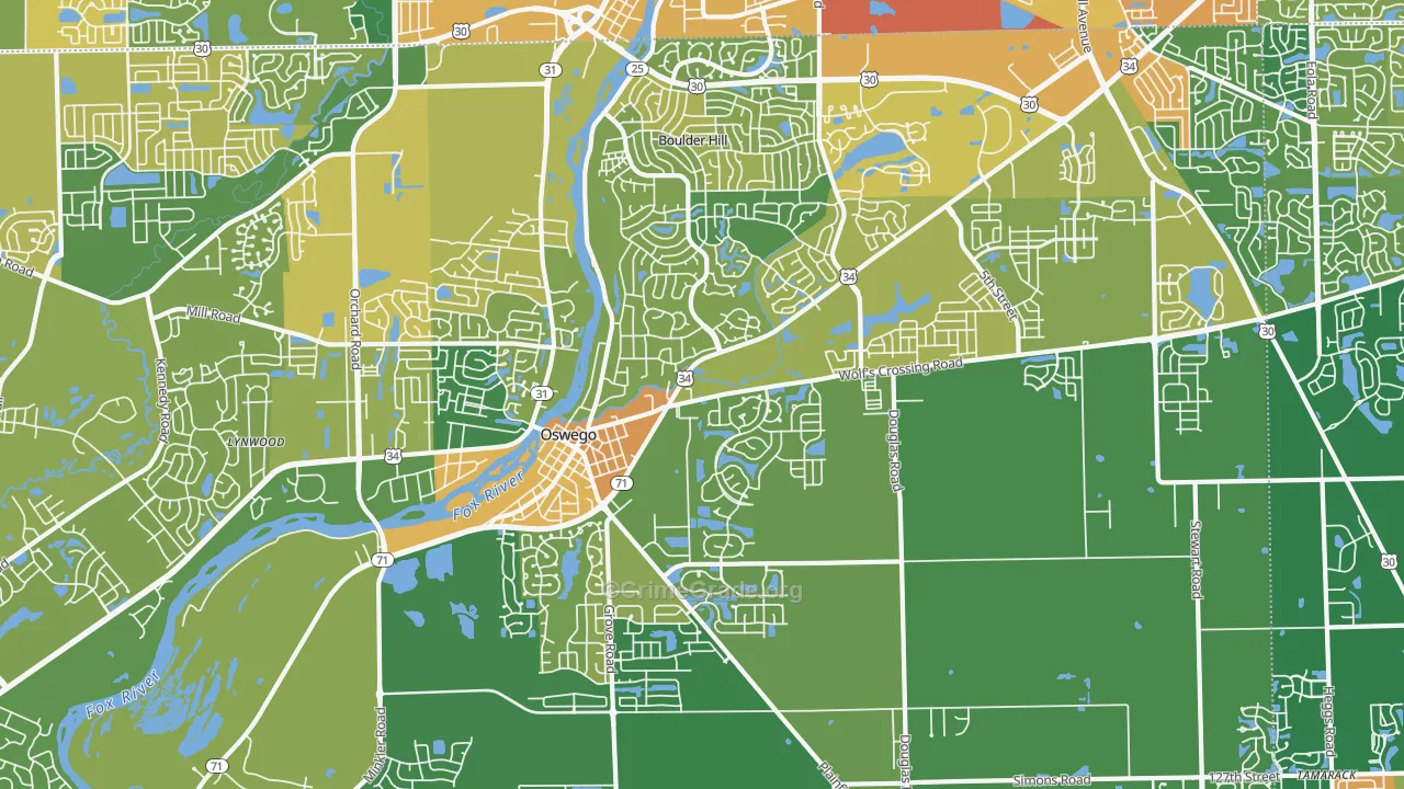 Oswego, IL Map of Assault Rates
