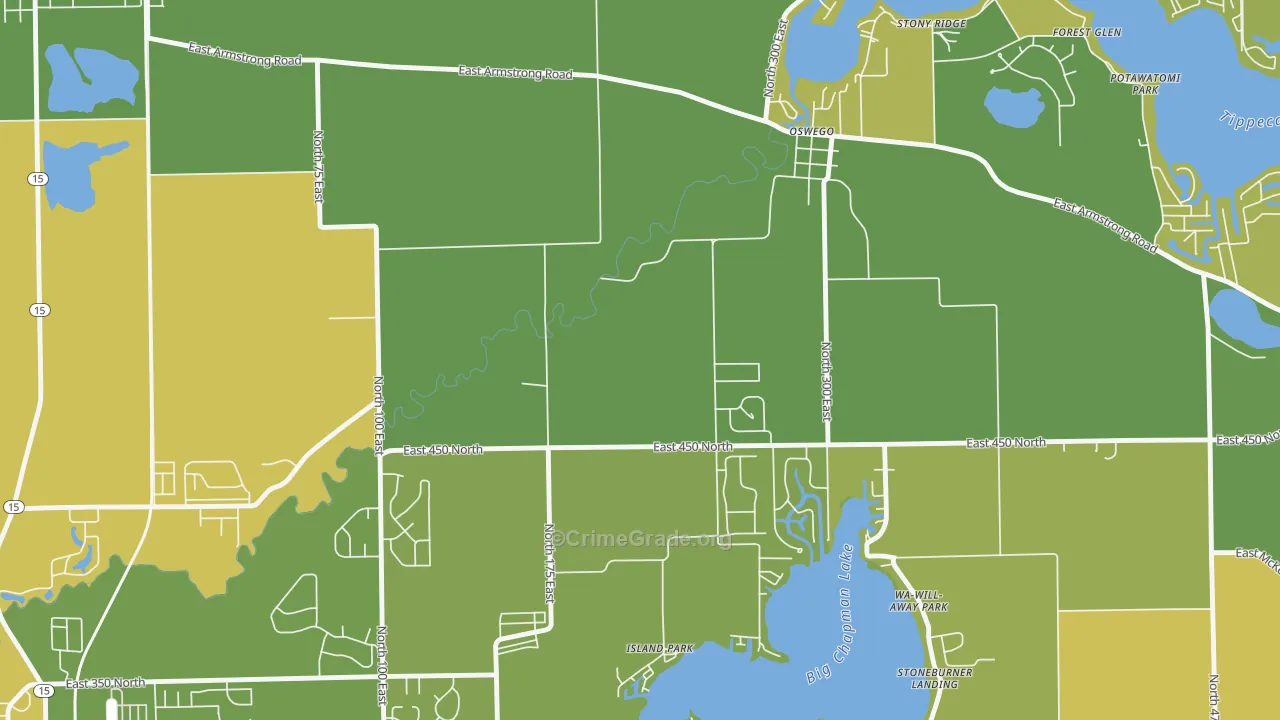 Oswego, IN Map of Assault Rates