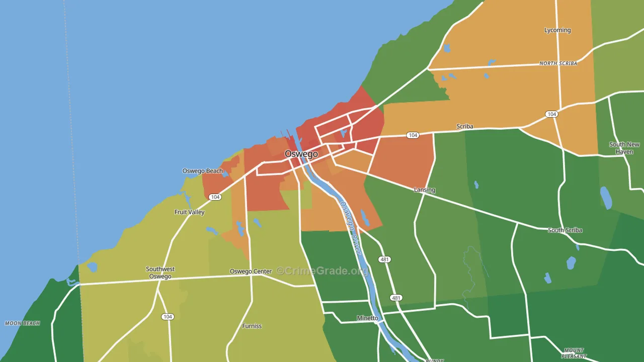 Oswego, NY Map of Assault Rates