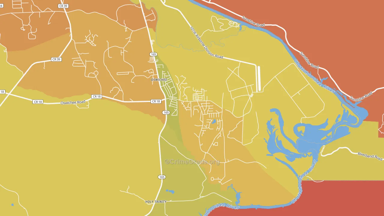 Oswichee, AL Map of Assault Rates