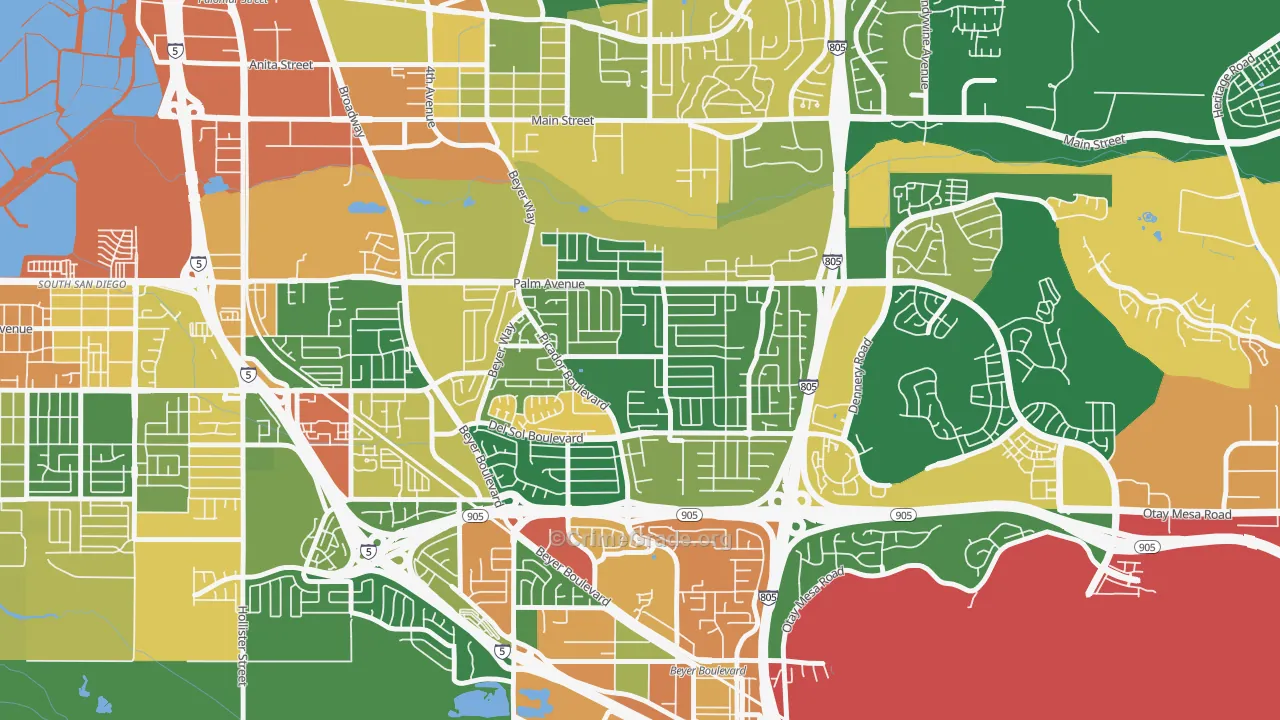 Otay Mesa West, San Diego, CA Map of Assault Rates