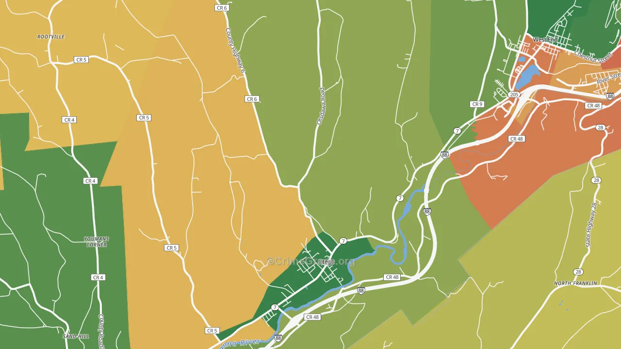 Otego, NY Map of Assault Rates