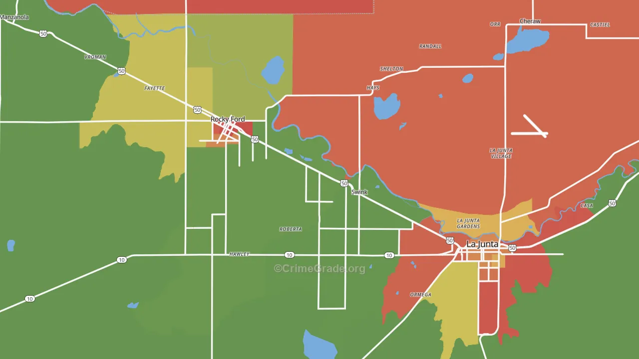 Otero County, CO Map of Assault Rates