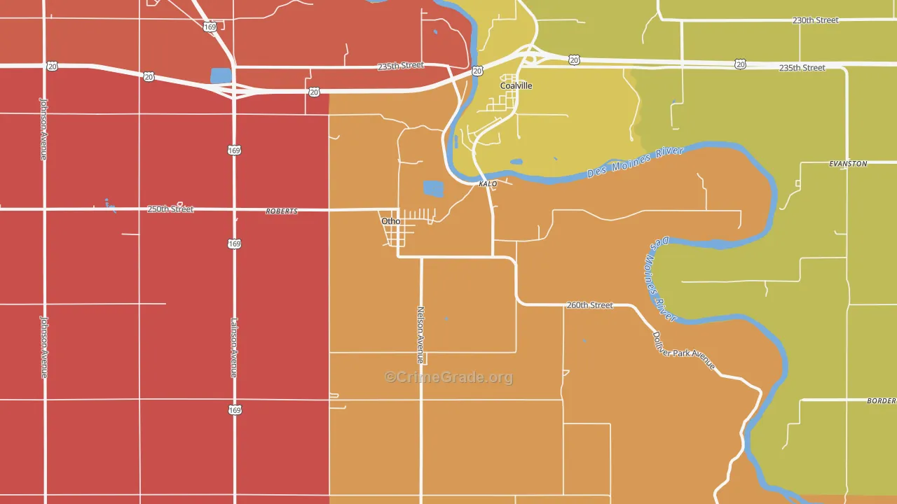 Otho, IA Map of Assault Rates