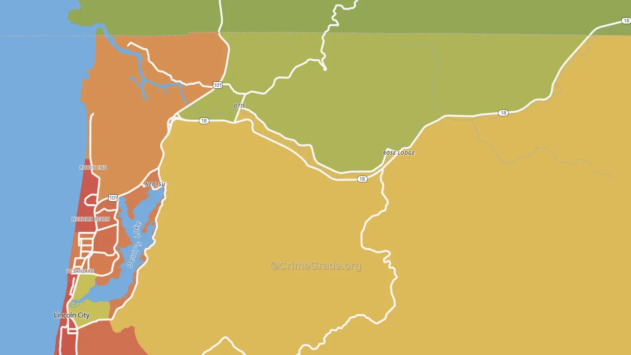 Otis, OR Map of Assault Rates