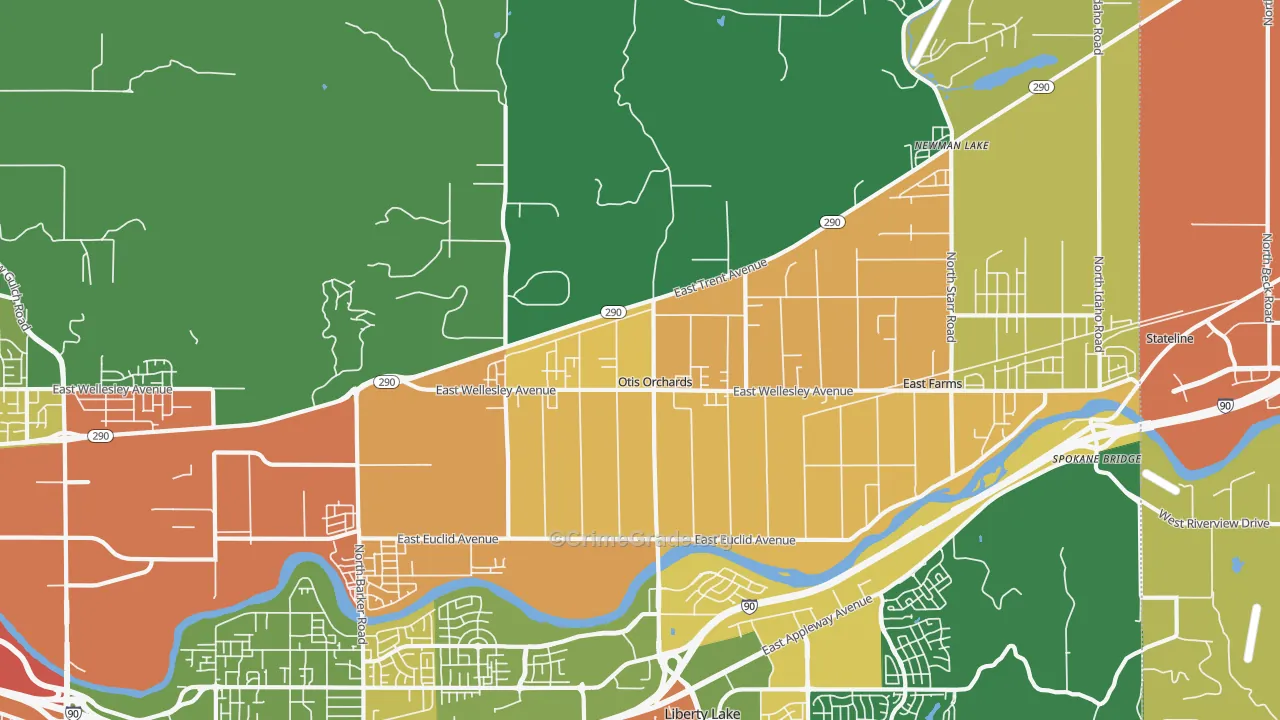 Otis Orchards, WA Map of Assault Rates
