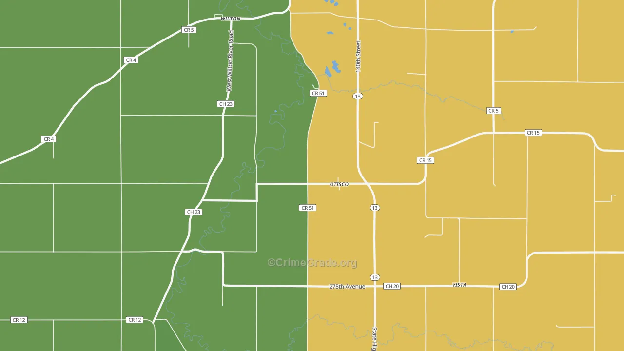 Otisco, MN Map of Assault Rates