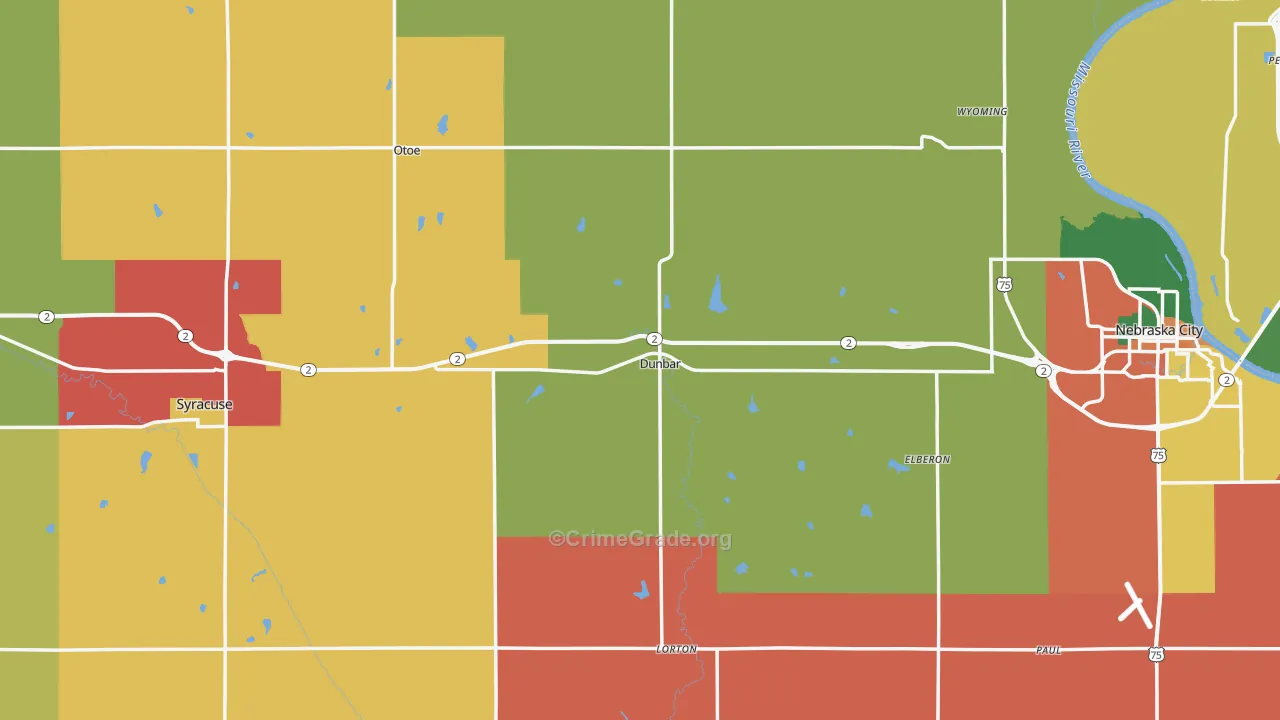 Otoe County, NE Map of Assault Rates