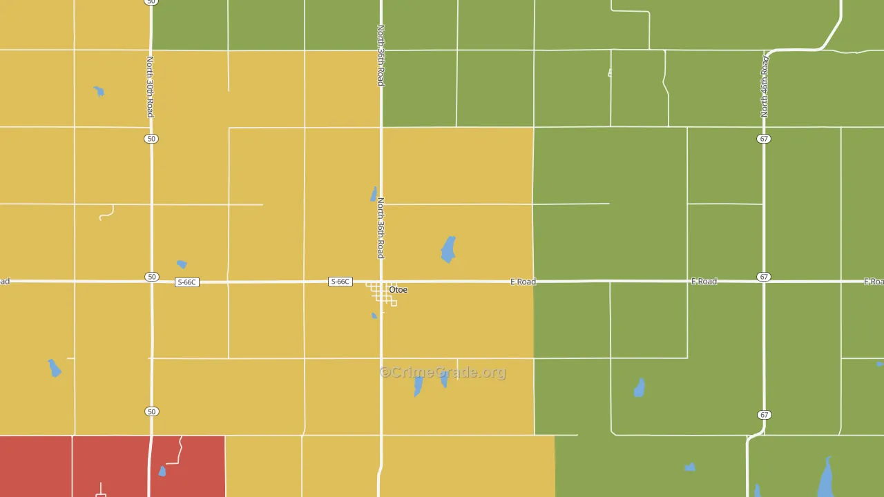Otoe, NE Map of Assault Rates