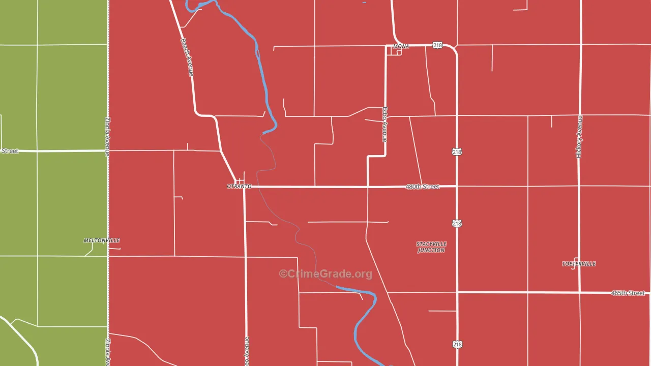 Otranto, IA Map of Assault Rates