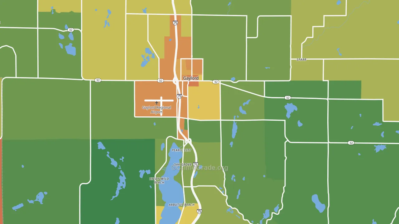 Otsego County, MI Map of Assault Rates