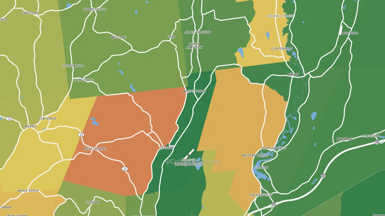 Otsego County, NY Map of Assault Rates