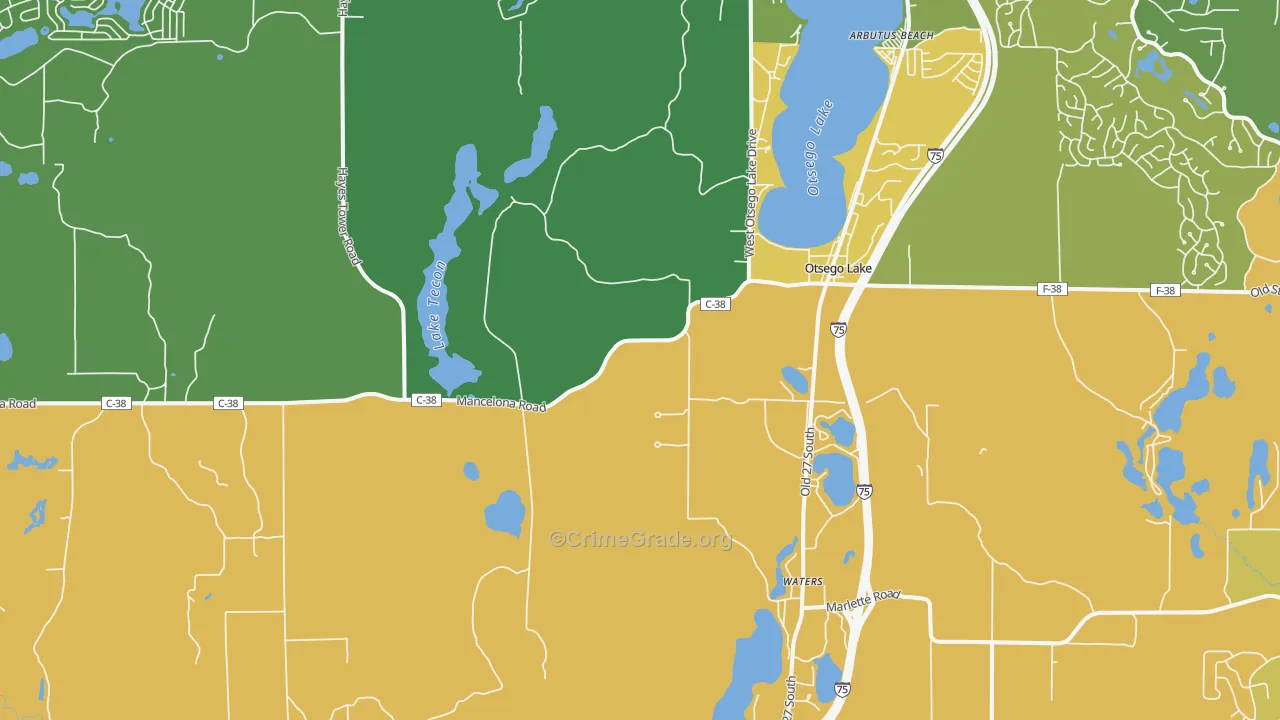 Otsego Lake, MI Map of Assault Rates