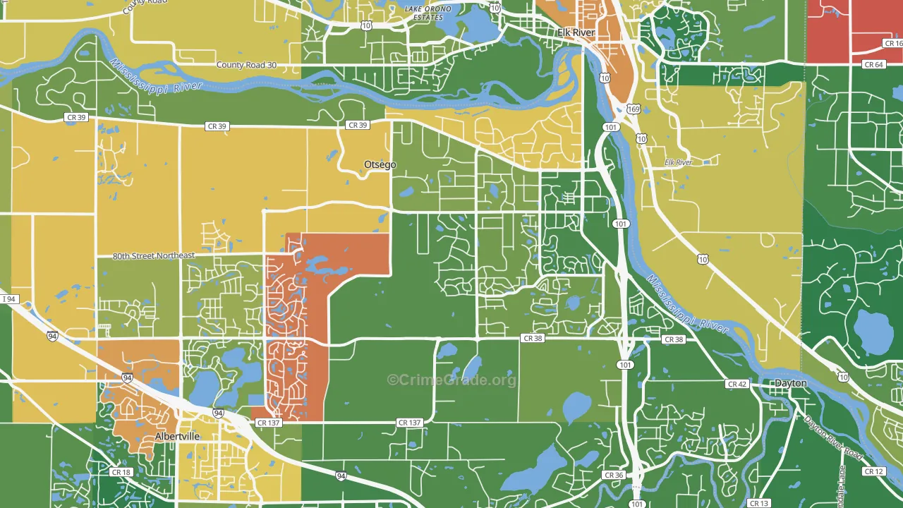 Otsego, MN Map of Assault Rates
