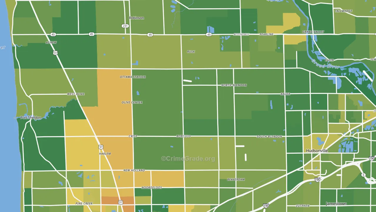 Ottawa County, MI Map of Assault Rates