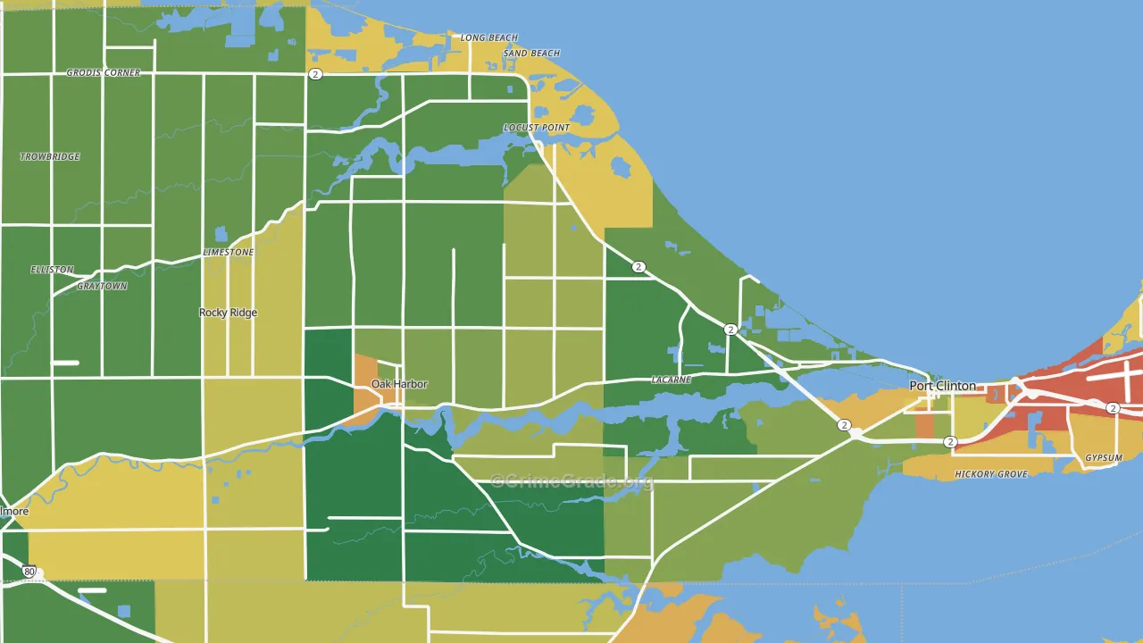 Ottawa County, OH Map of Assault Rates