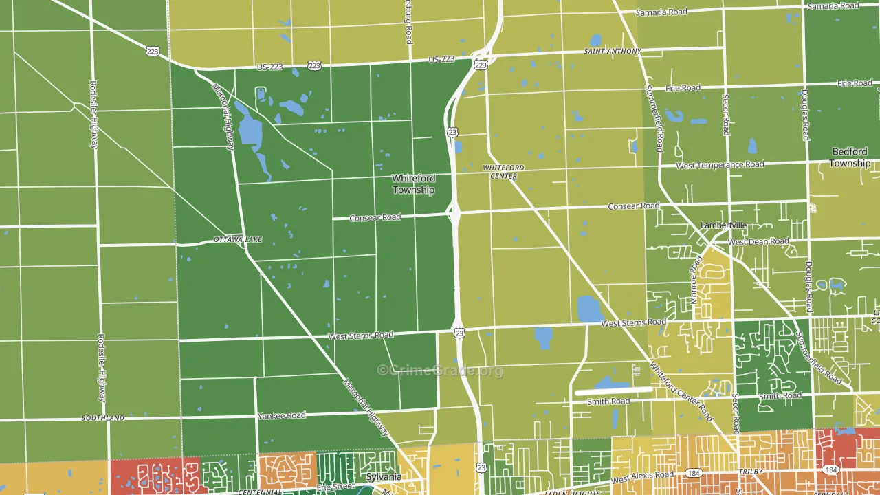 Ottawa Lake, MI Map of Assault Rates