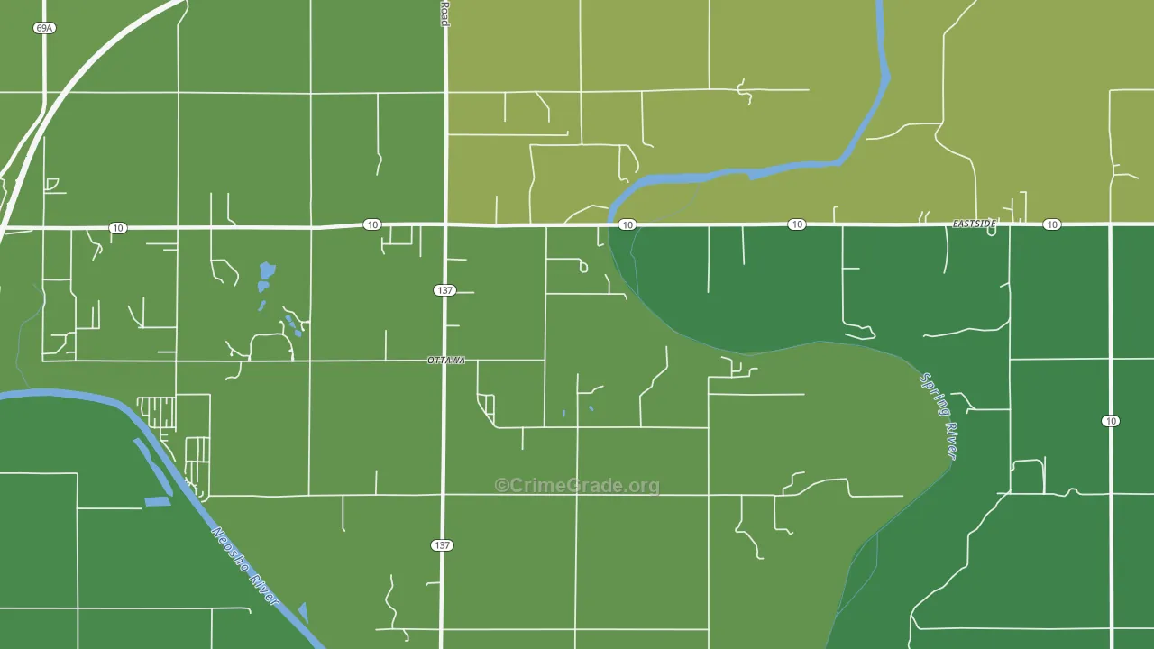 Ottawa, OK Map of Assault Rates