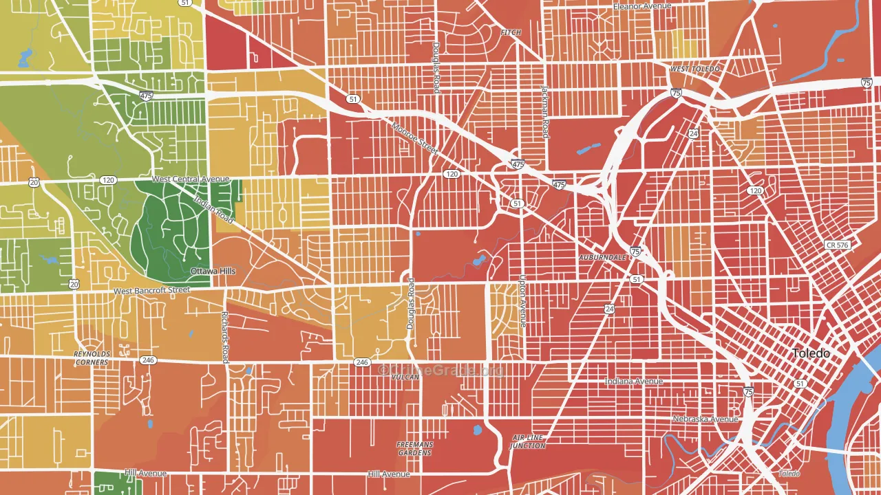 Ottawa, Toledo, OH Map of Assault Rates