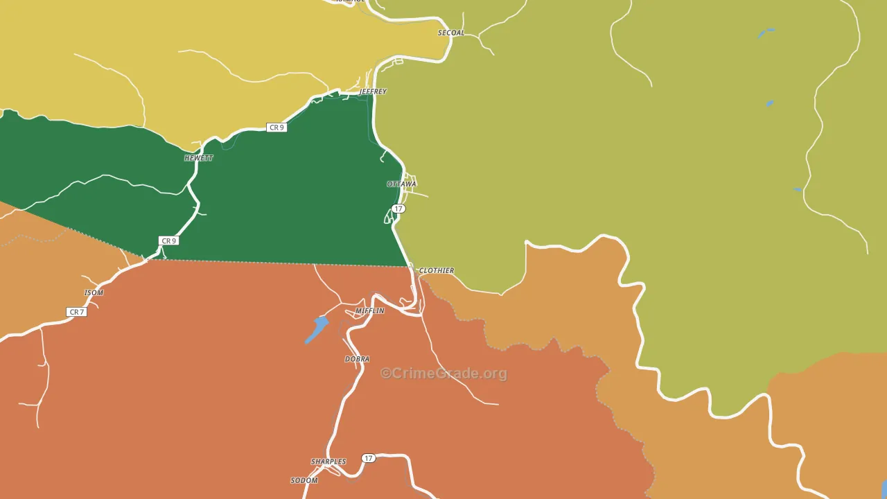 Ottawa, WV Map of Assault Rates