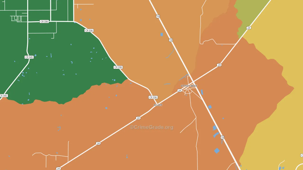 Otter Creek, FL Map of Assault Rates