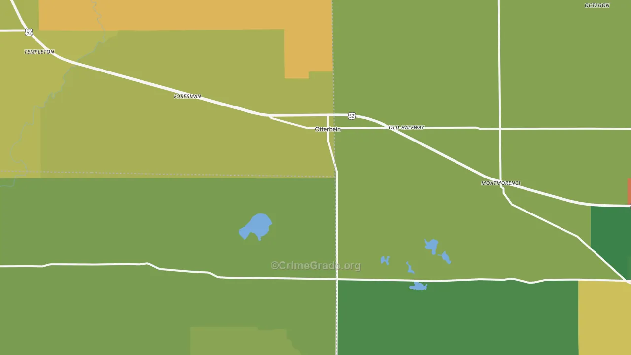 Otterbein, IN Map of Assault Rates