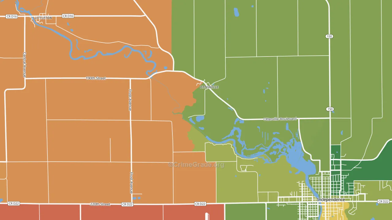 Otterville, IA Map of Assault Rates