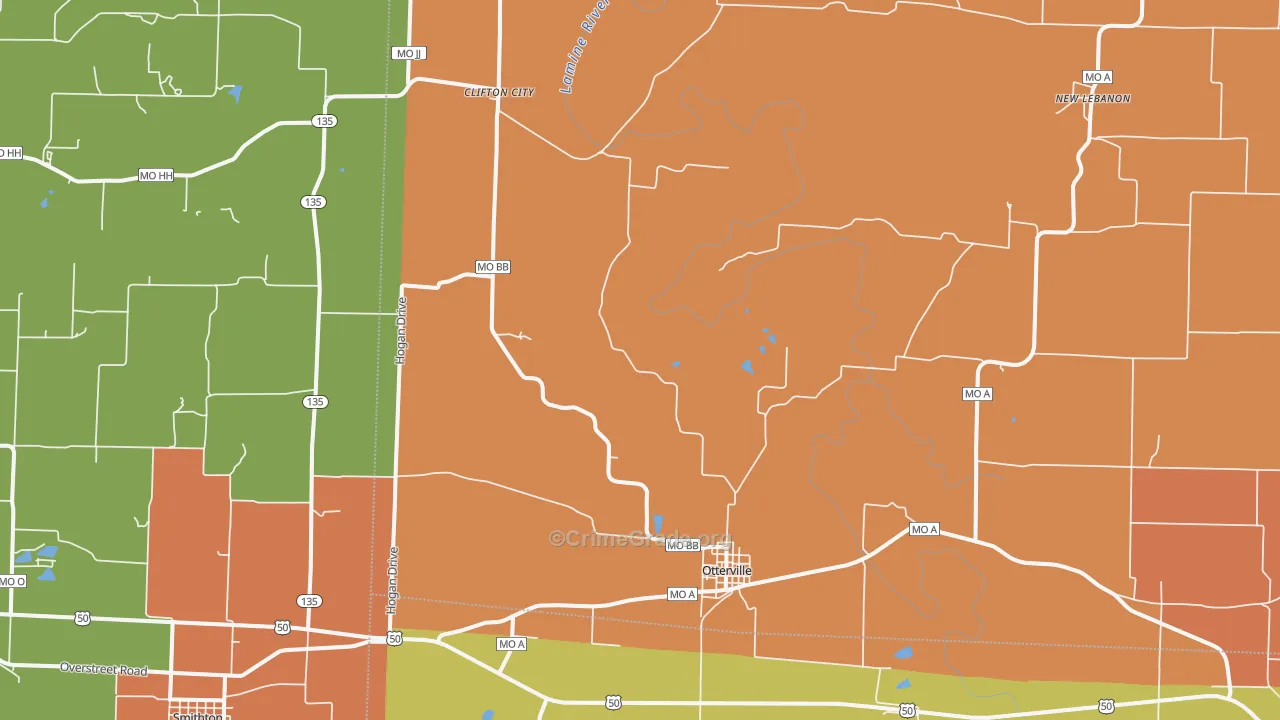 Otterville, MO Map of Assault Rates