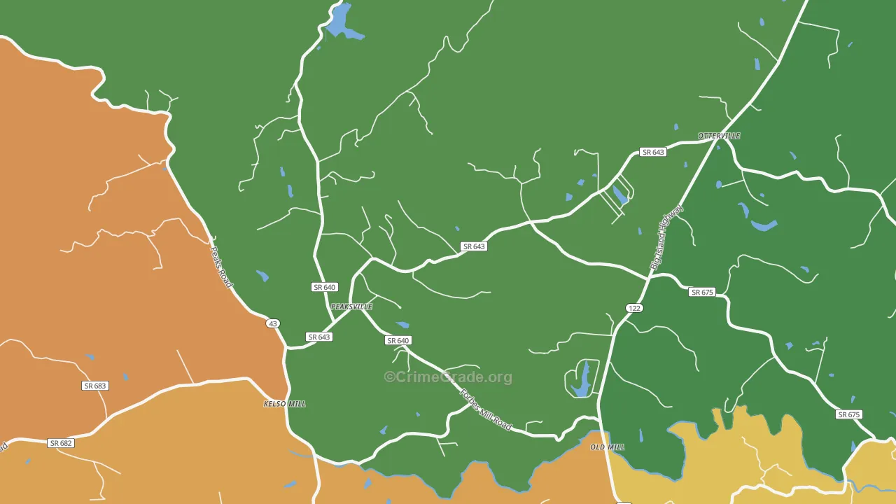 Otterville, VA Map of Assault Rates