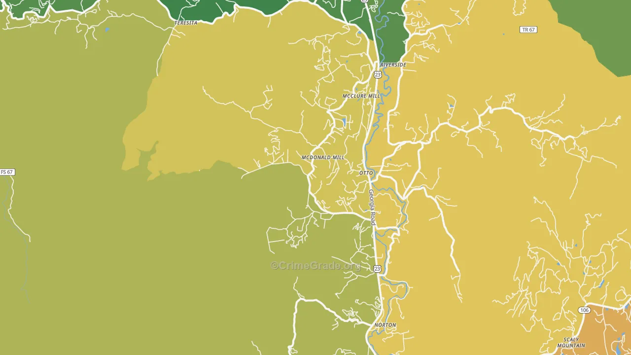Otto, NC Map of Assault Rates