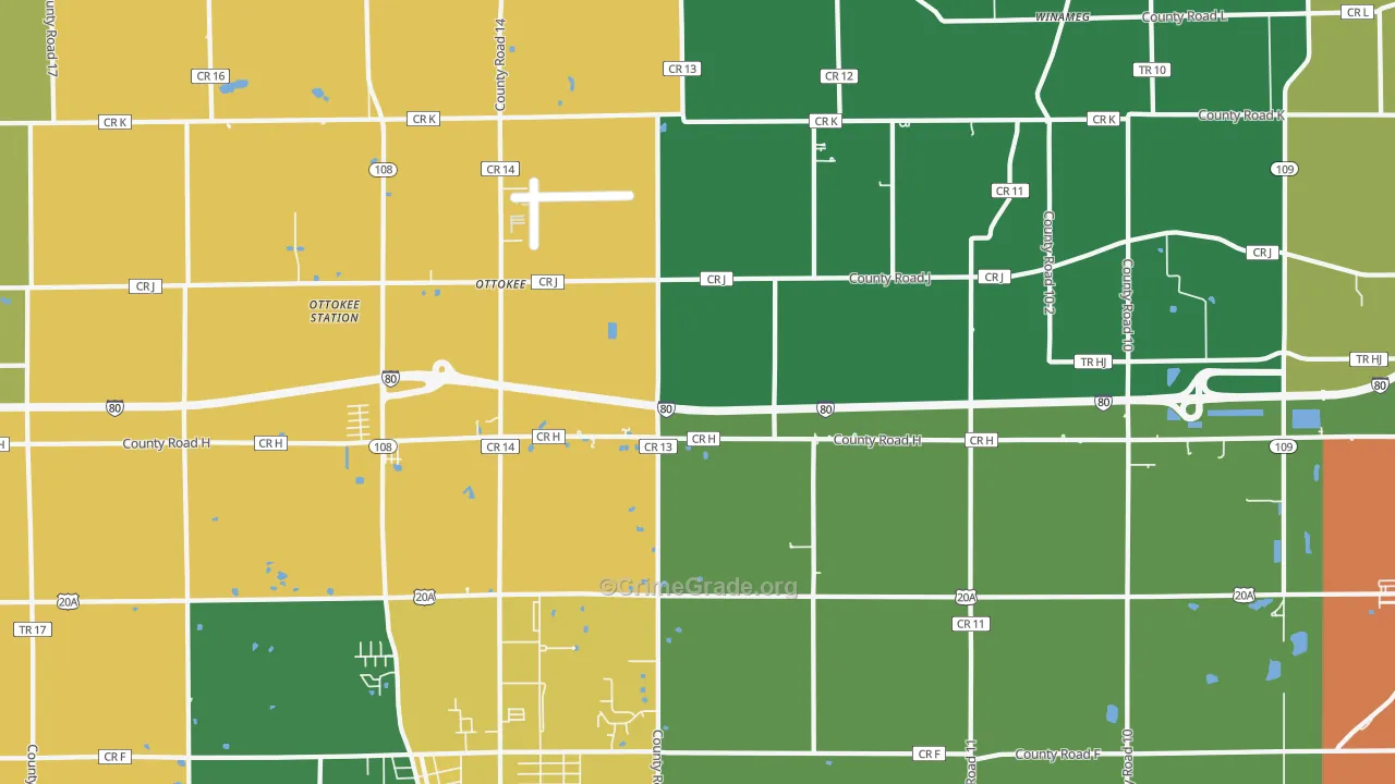 Ottokee, OH Map of Assault Rates