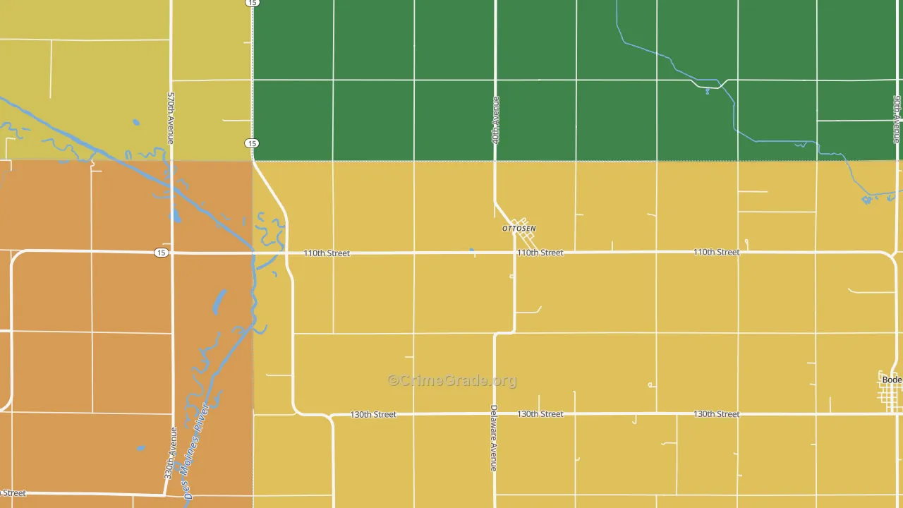 Ottosen, IA Map of Assault Rates