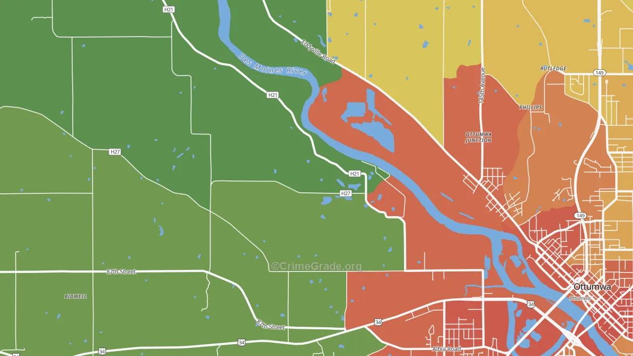Ottumwa Junction, IA Map of Assault Rates