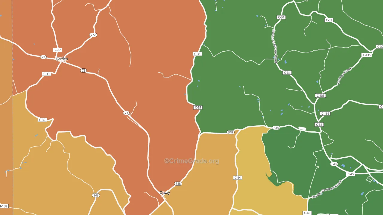 Otway, OH Map of Assault Rates