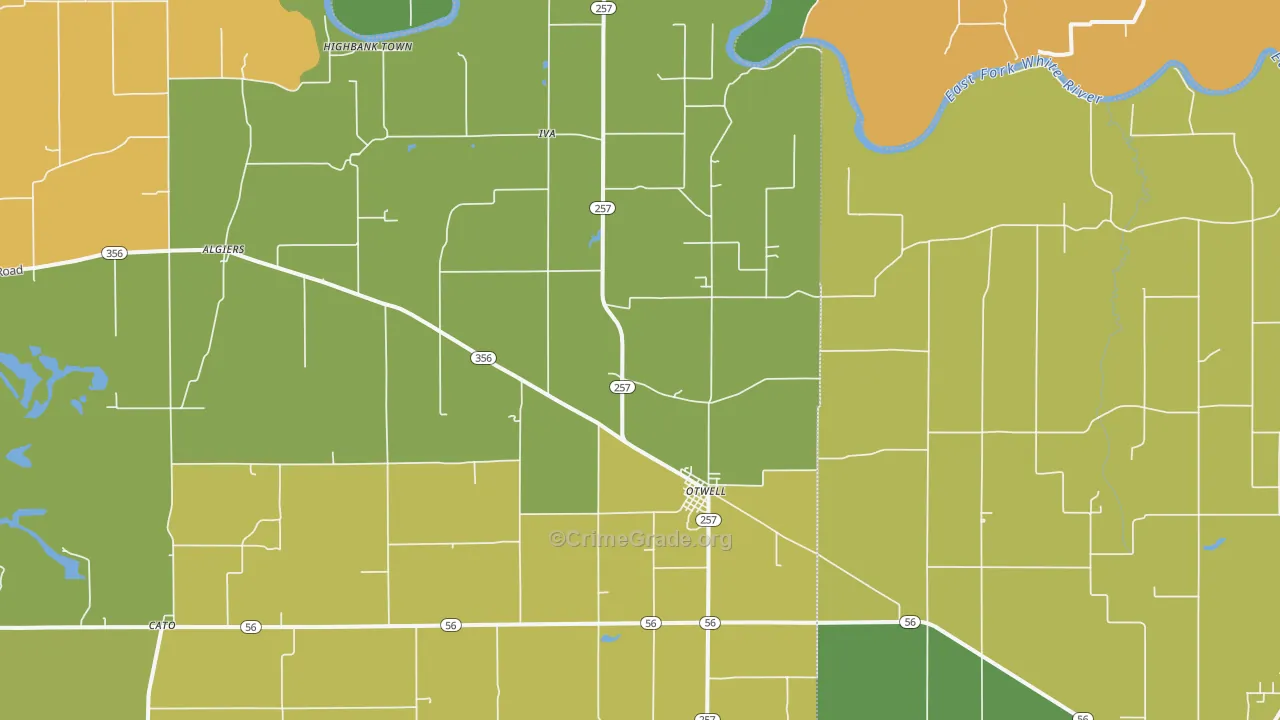 Otwell, IN Map of Assault Rates
