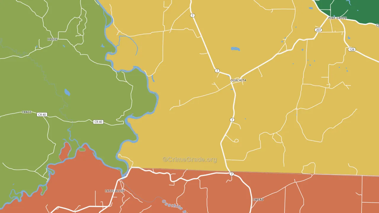Ouachita, AR Map of Assault Rates