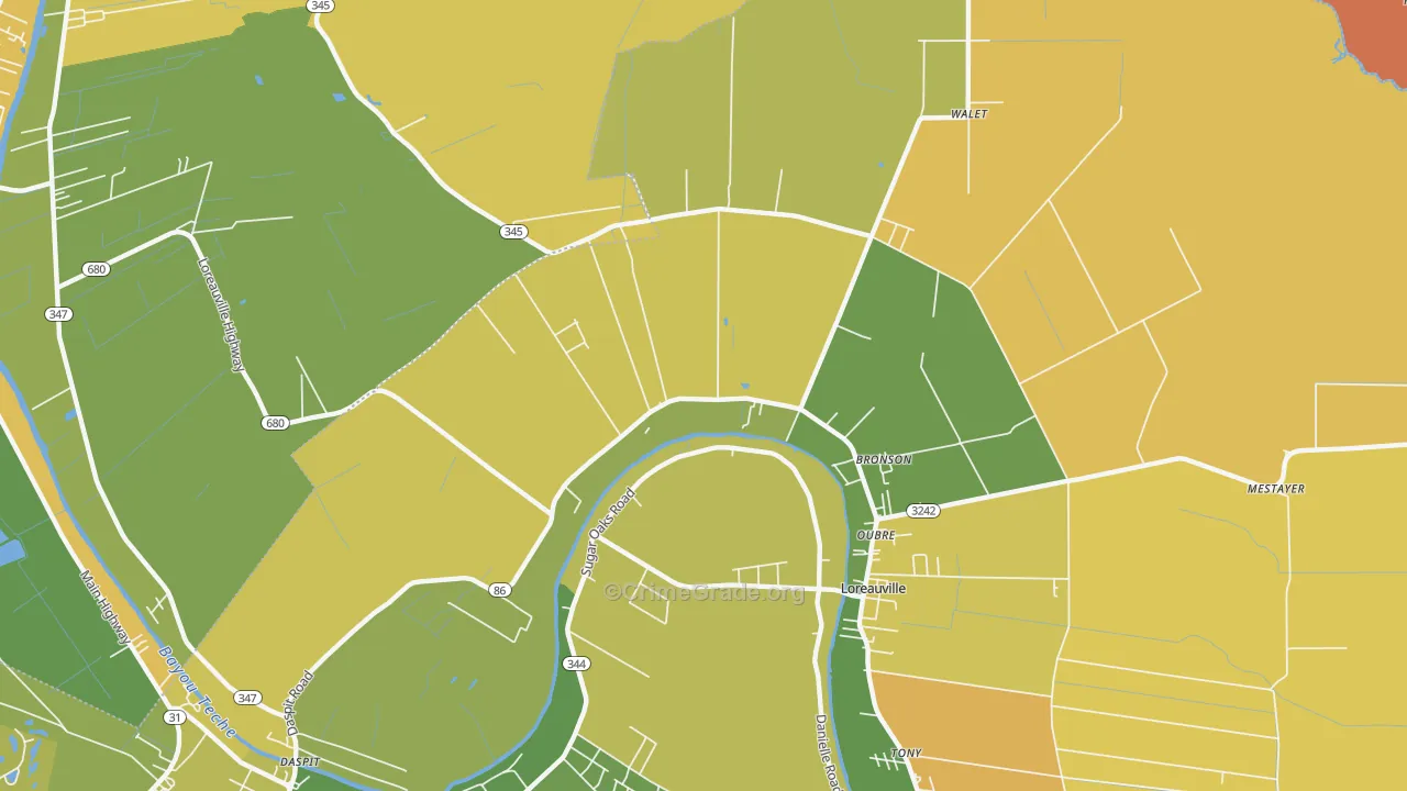 Oubre, LA Map of Assault Rates