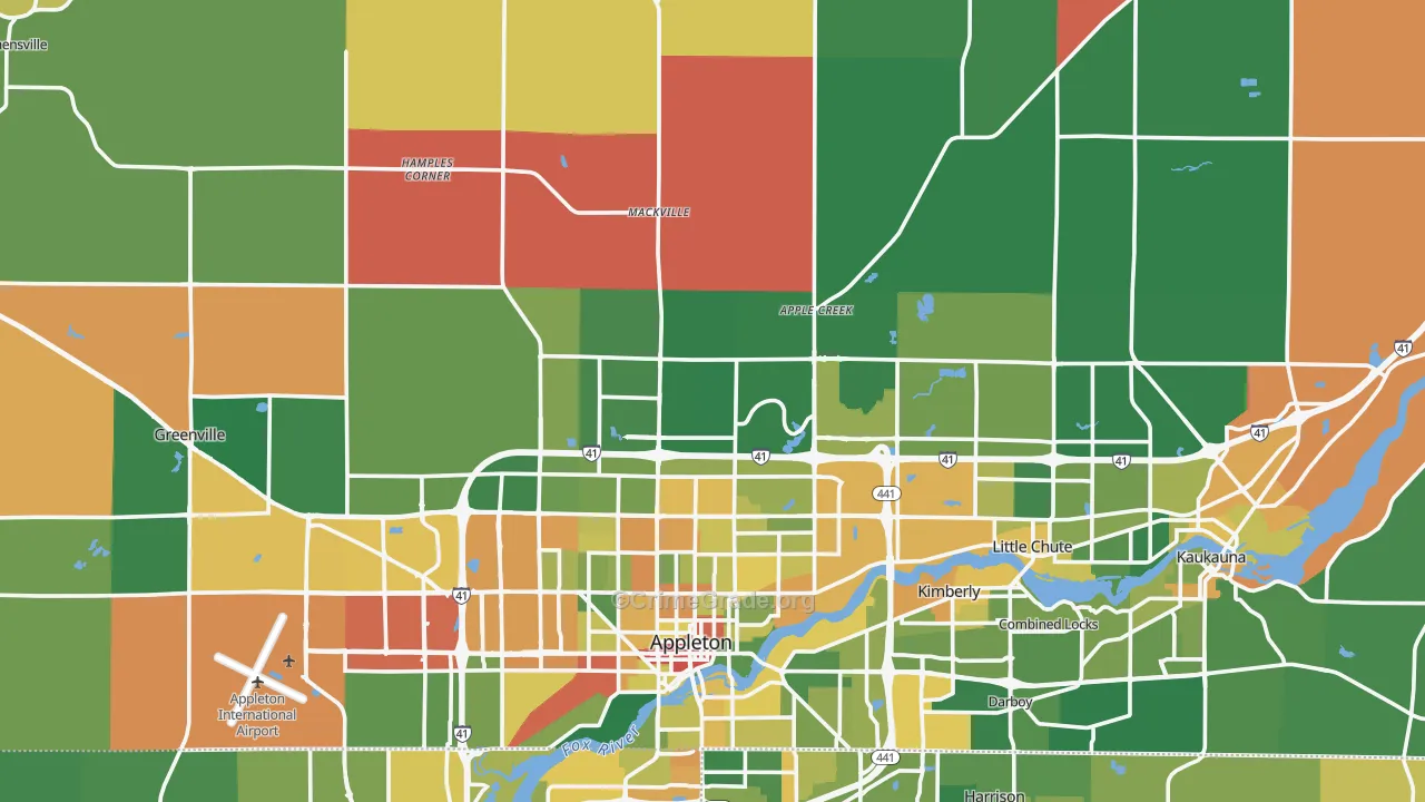 Outagamie County, WI Map of Assault Rates