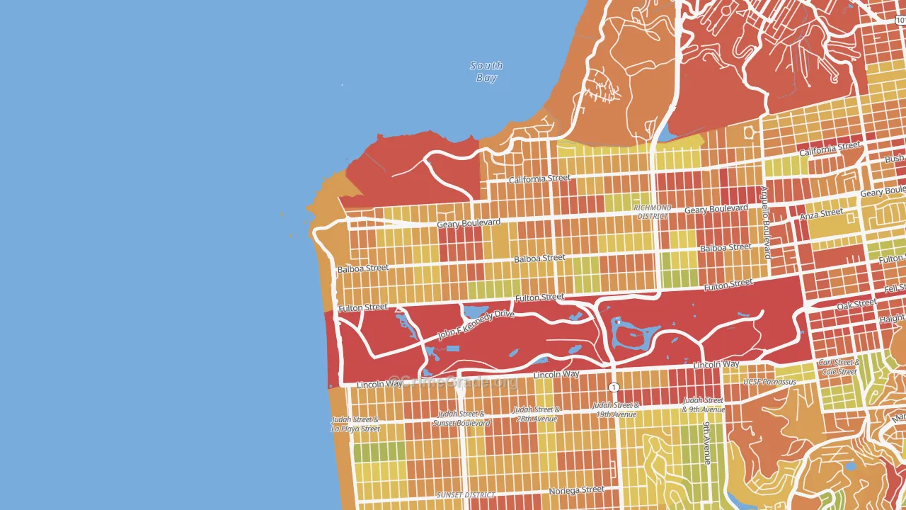 Outer Richmond, San Francisco, CA Map of Assault Rates