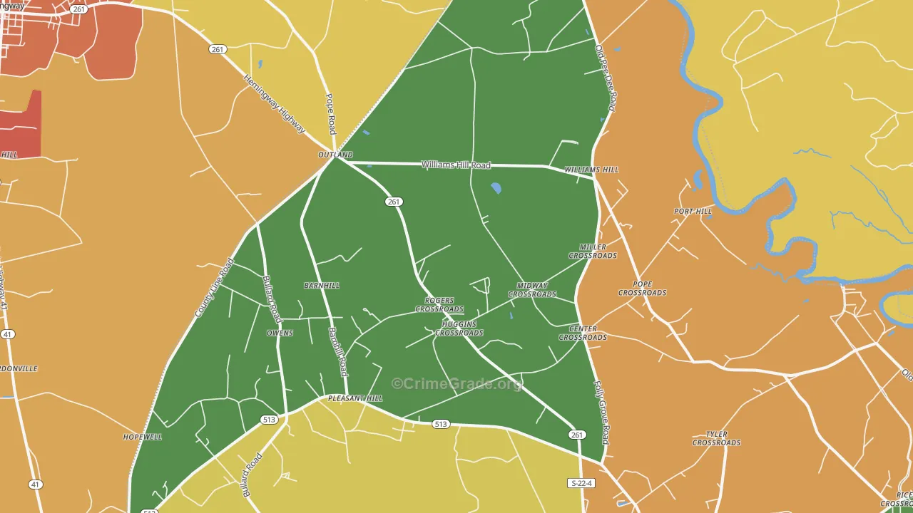 Outland, SC Map of Assault Rates