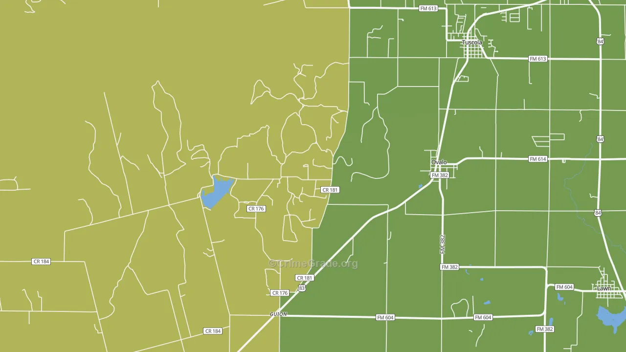 Ovalo, TX Map of Assault Rates