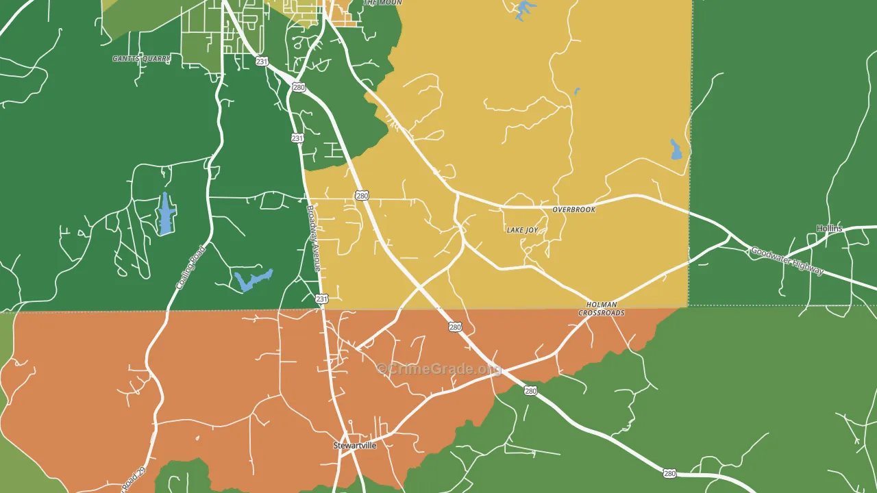 Overbrook, AL Map of Assault Rates