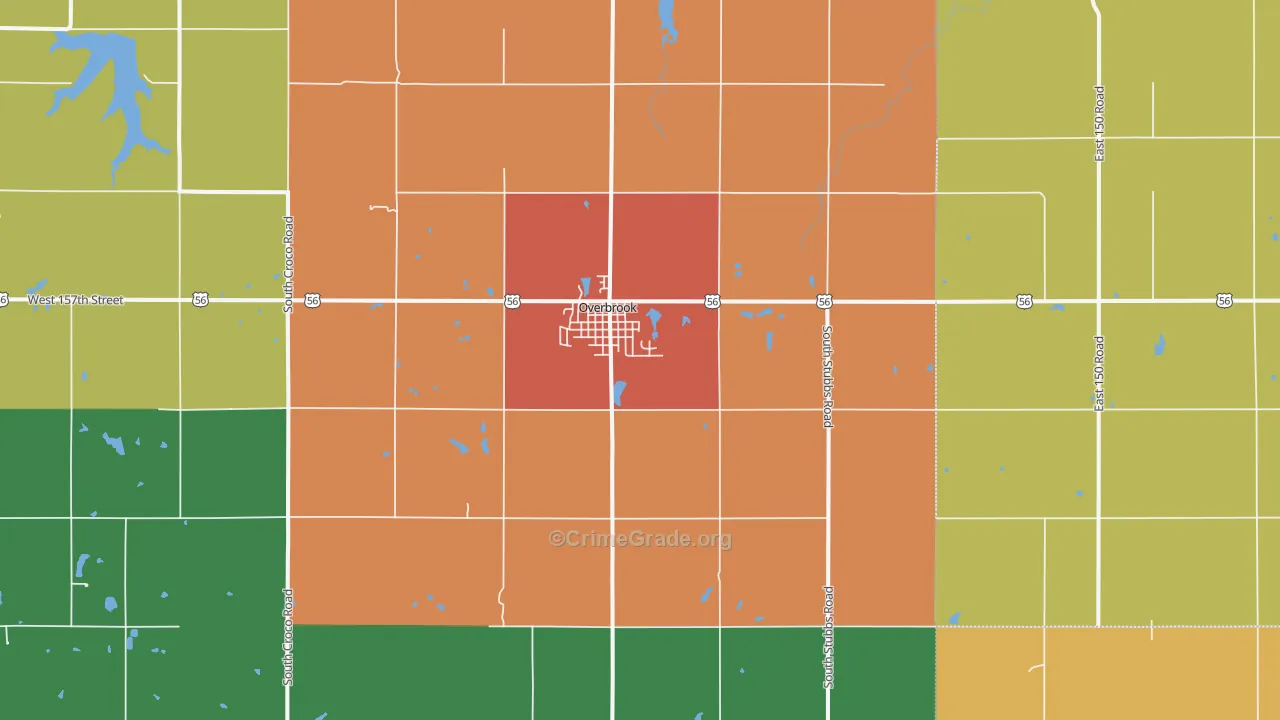 Overbrook, KS Map of Assault Rates
