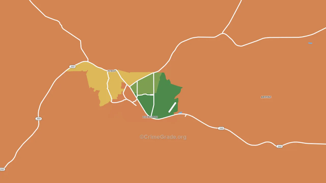 Overgaard, AZ Map of Assault Rates