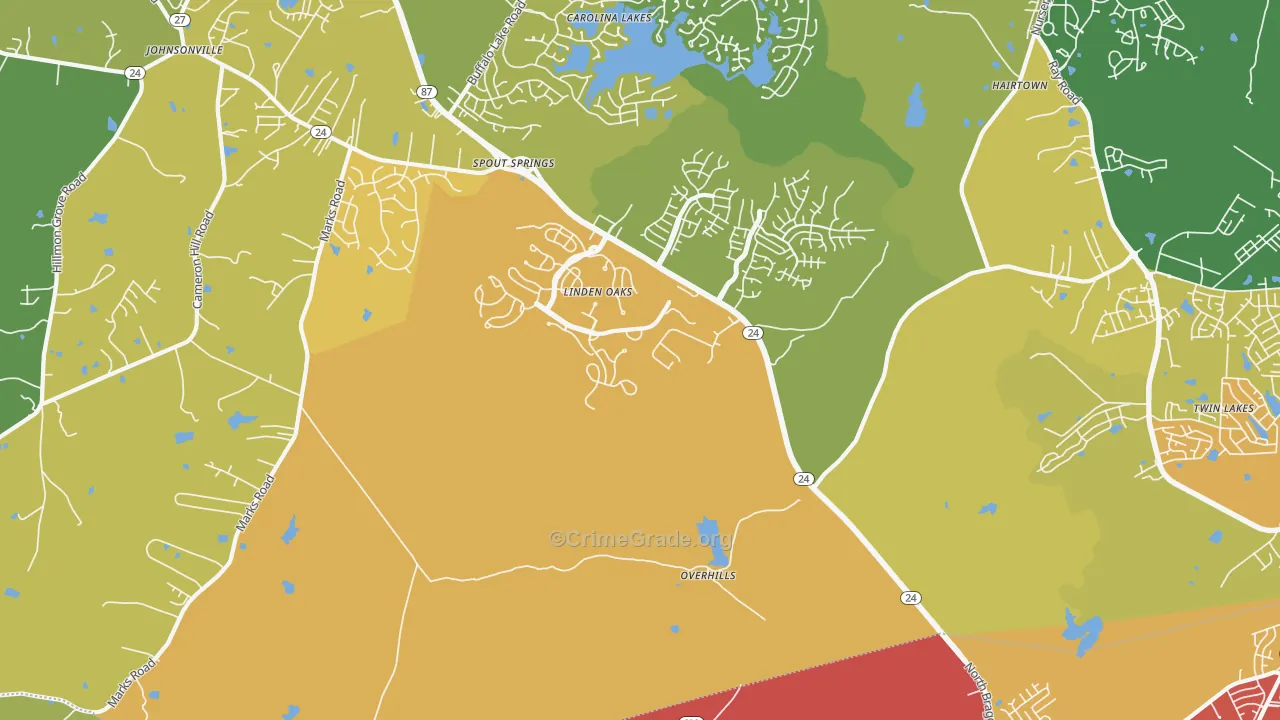 Overhills, NC Map of Assault Rates