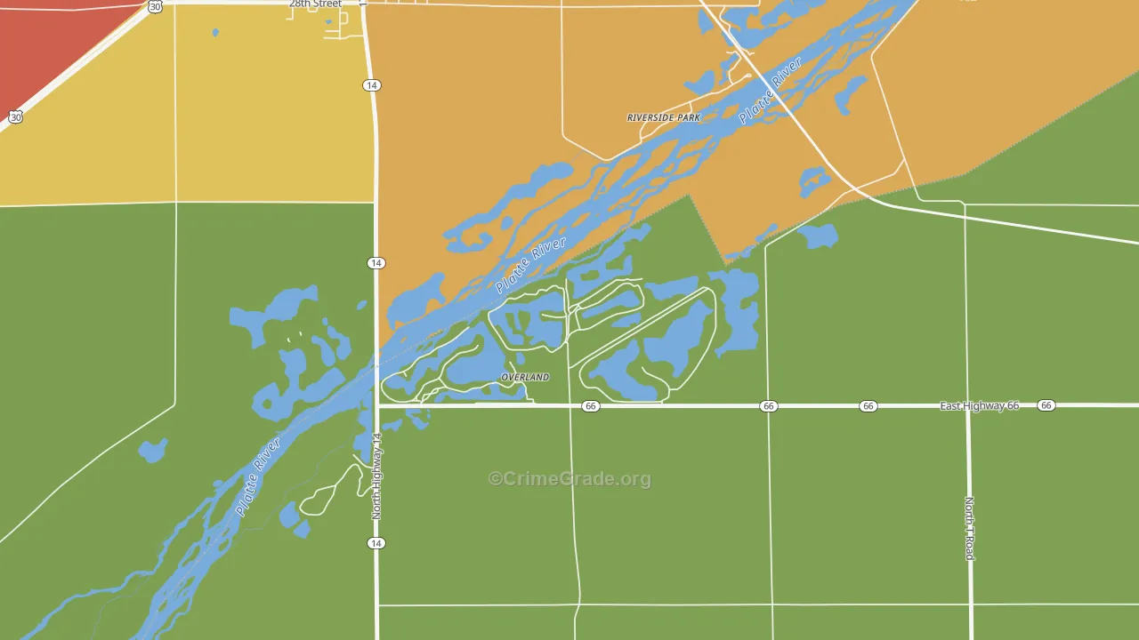 Overland, NE Map of Assault Rates