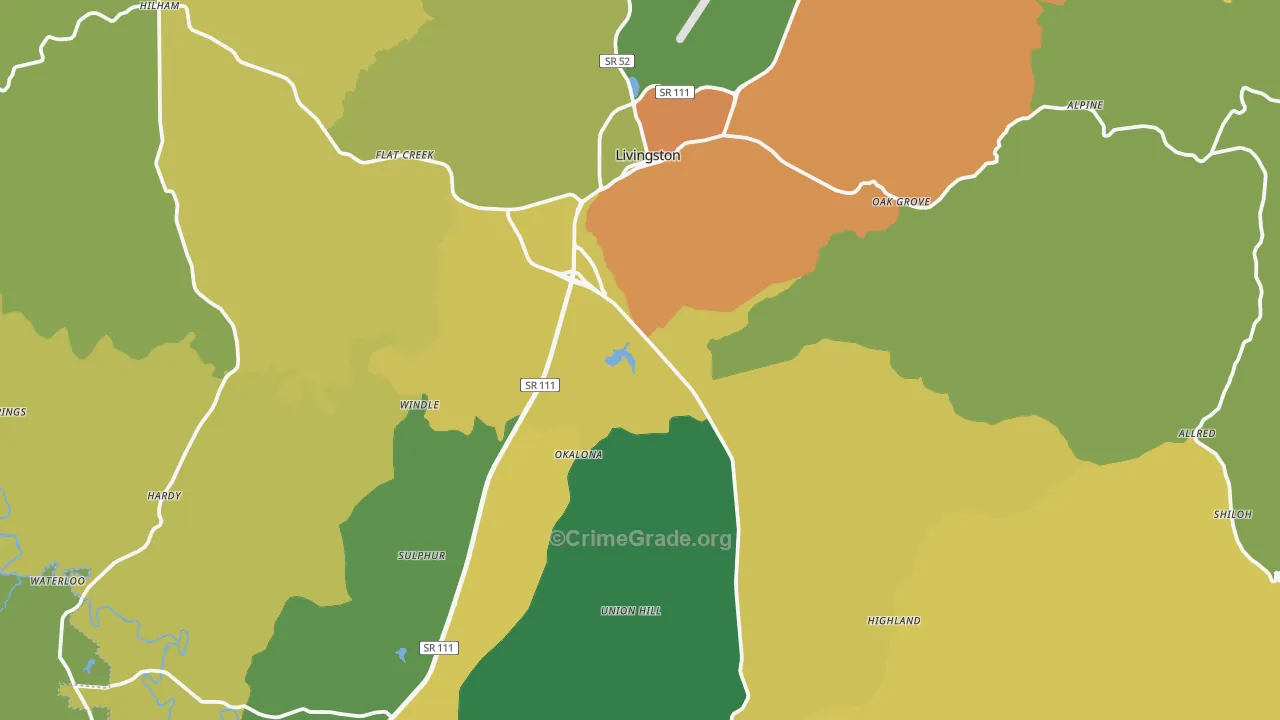 Overton County, TN Map of Assault Rates