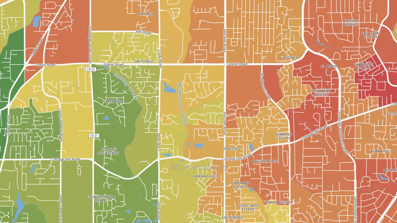 Overton, Mobile, AL Map of Assault Rates